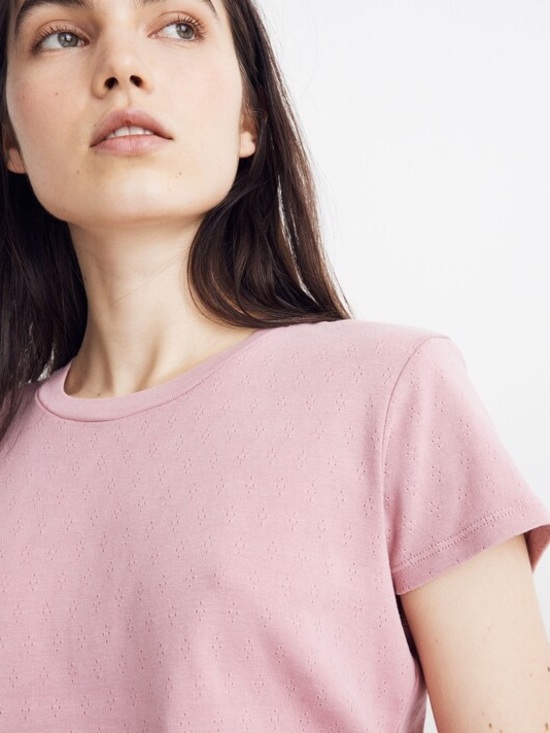 Madewell Rivet and Thread Crewneck Tee - Pink Sz. S - Picture 2 of 5